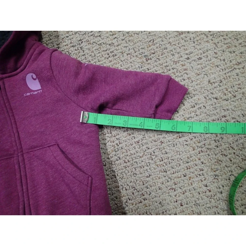 Carhartt Zip‎ Hoodie Kids 9 Months Purple Excellent Sherpa Lined Logo Sweatshirt